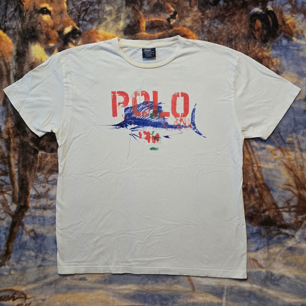 Polo Ralph Lauren Sturgeon Fish Artwork Vintage Nature Tee sz Medium